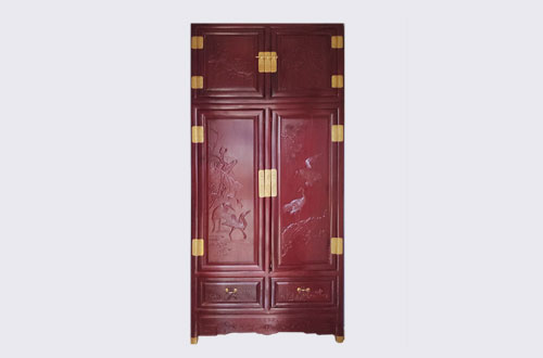 淮南高端中式家居装修深红色纯实木衣柜