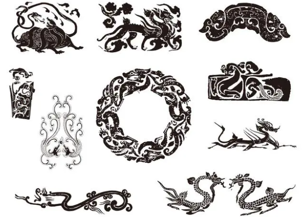 淮南龙纹和凤纹的中式图案